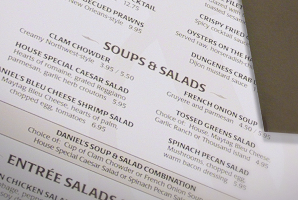 Daniel’s Broiler Menus